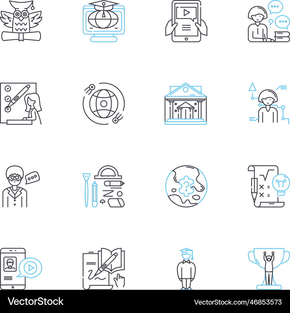 Virtual classes linear icons set online zoom Virtual classes linear icons set online zoom vector image