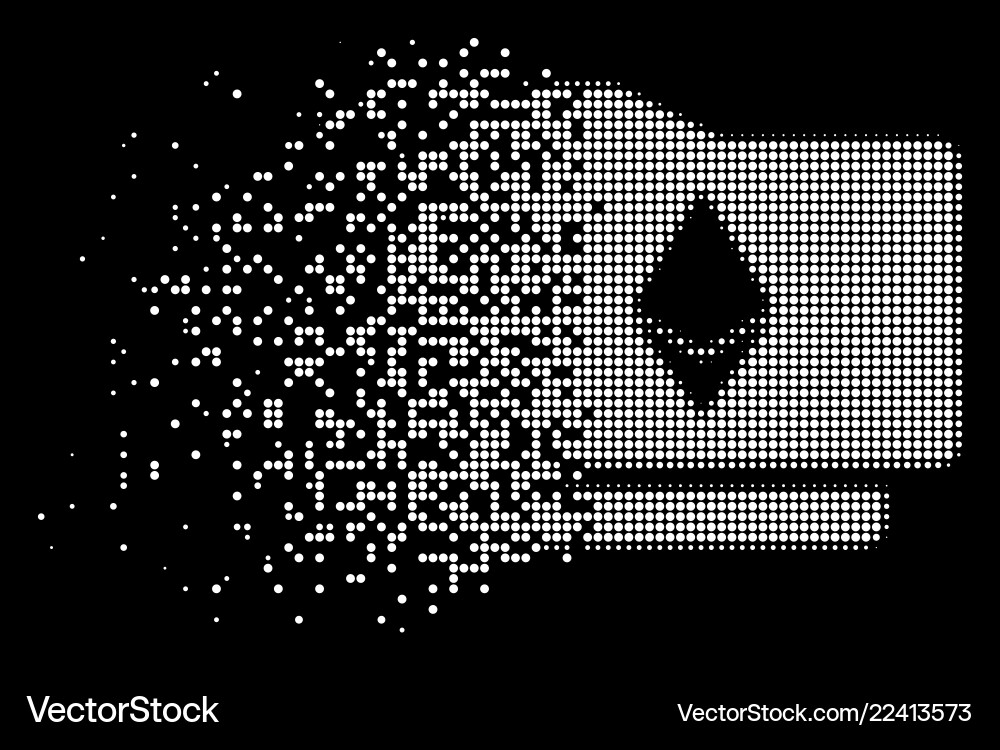 White dissolved pixelated halftone ethereum wallet White dissolved pixelated halftone ethereum wallet vector image
