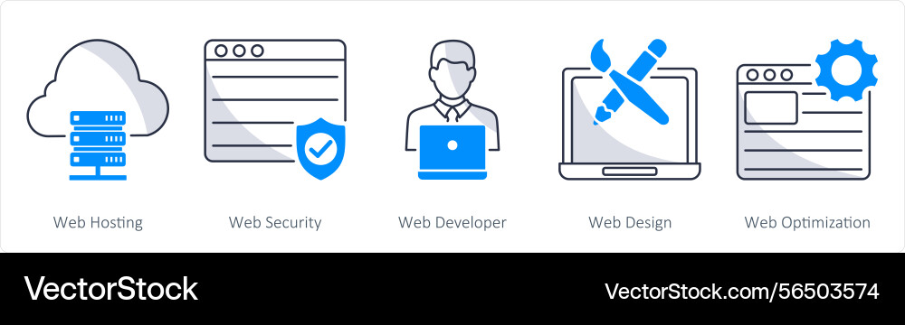 A set of 5 web design icons as hosting Vector Image