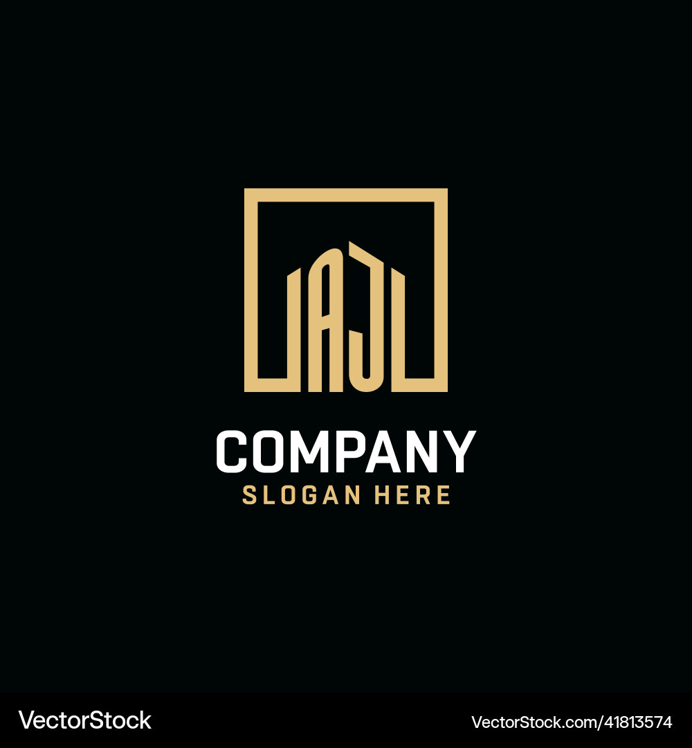 Aj initial monogram logo design with square shape Vector Image