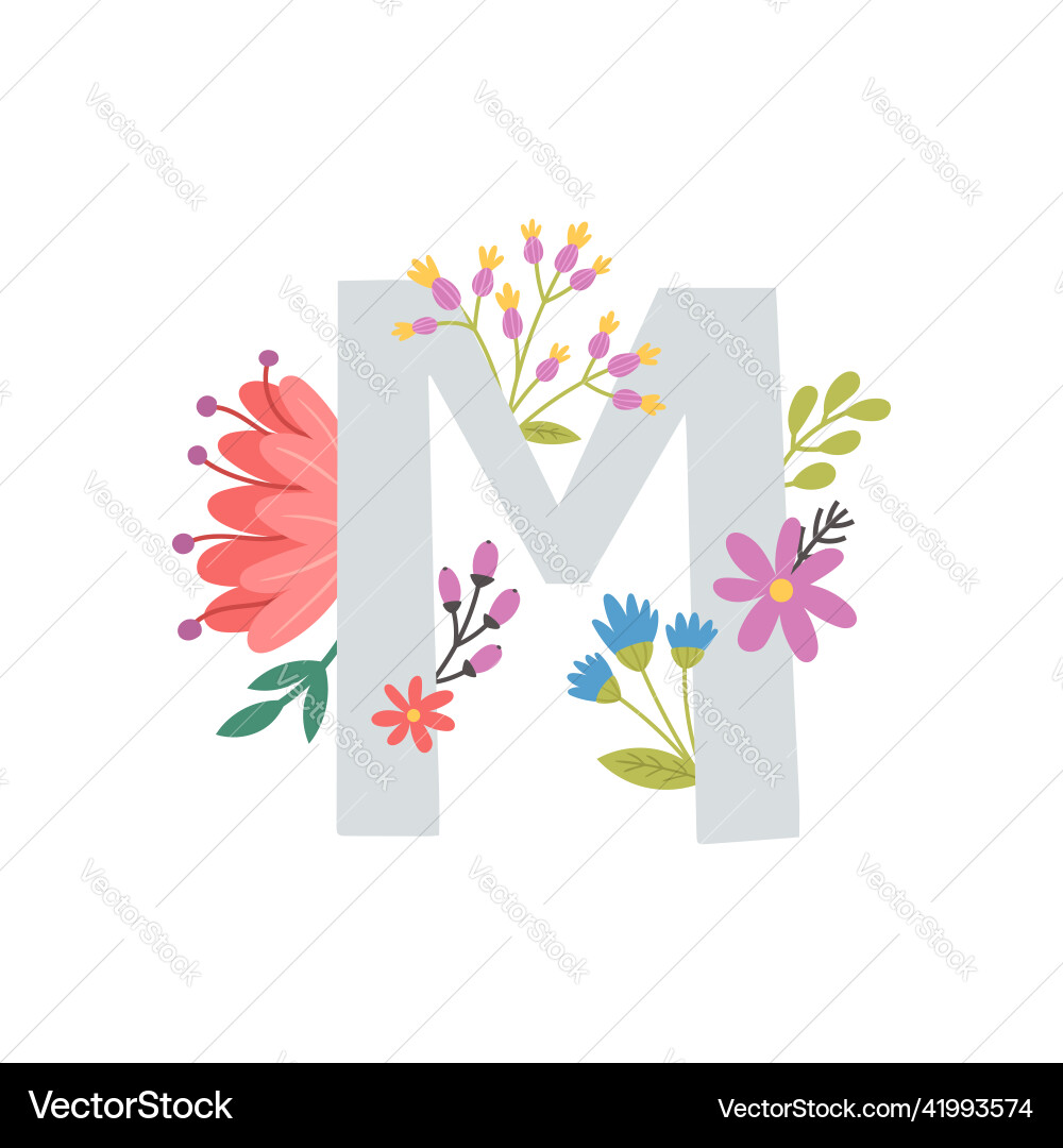 Bild von Buchstaben m und Blumen Bild von Buchstaben m und Blumen vektorbild