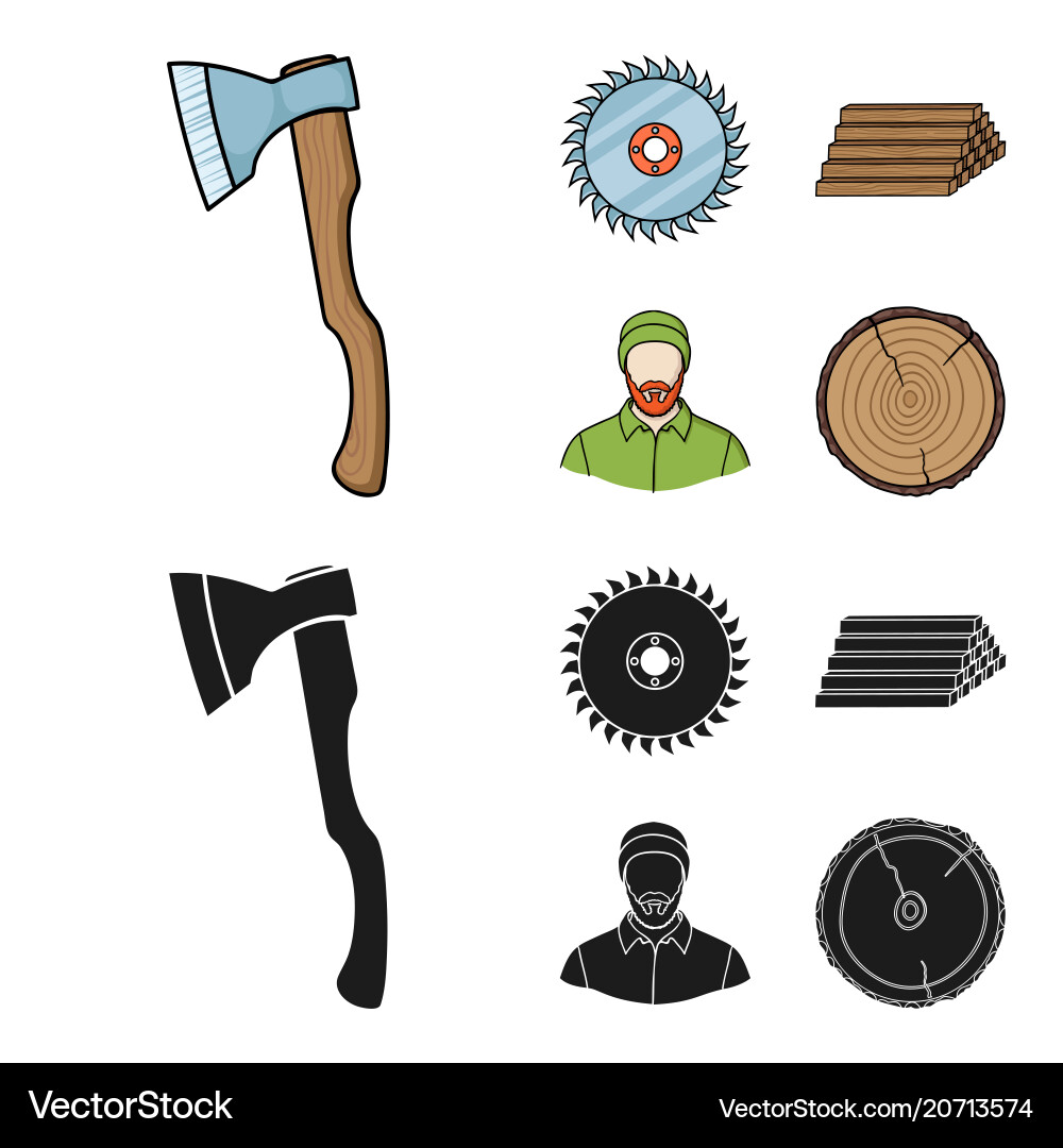 Circular saw a working carpenter stack of logs Vector Image