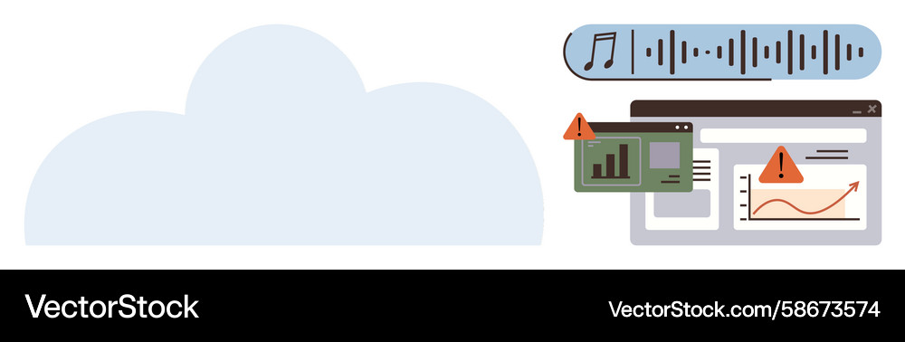 Cloud Data Analytics with Alerts Vector Image