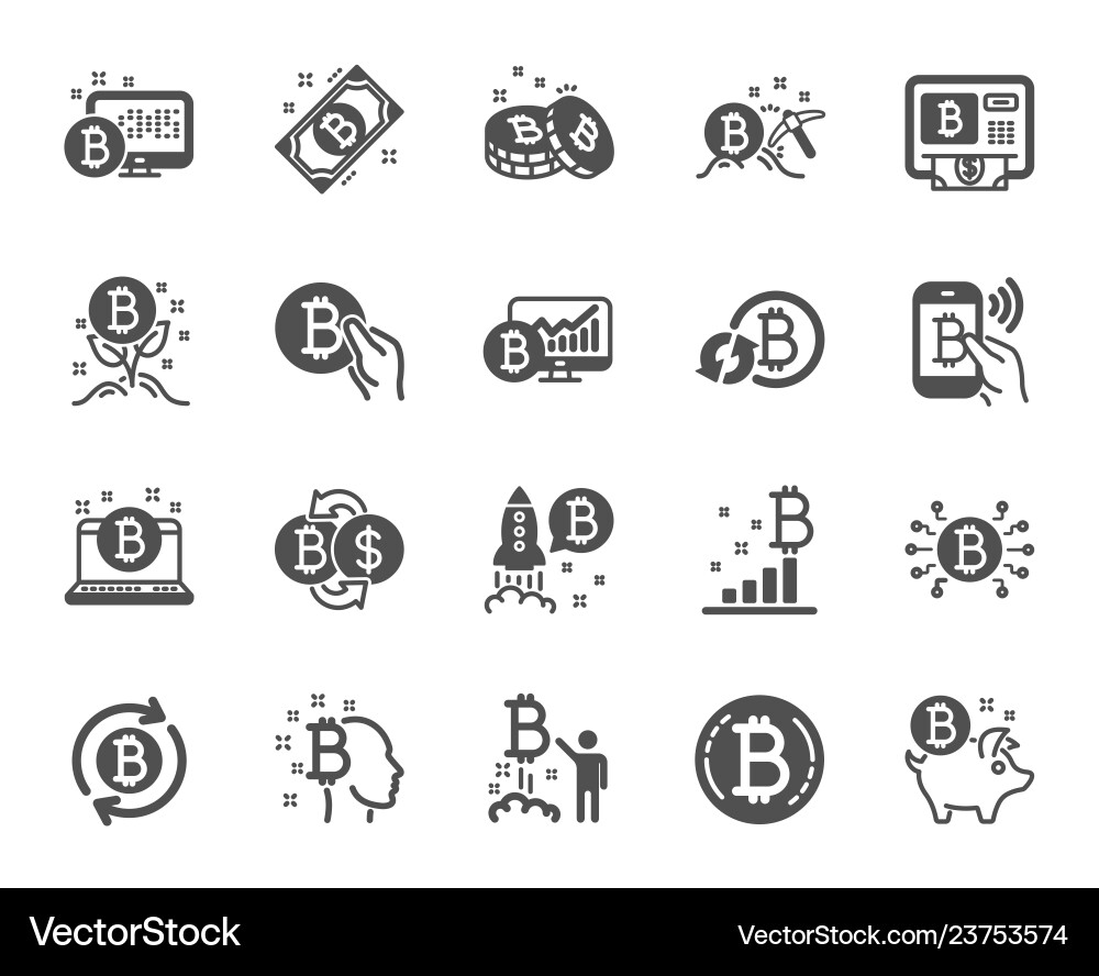 Cryptocurrency icons set of blockchain crypto Vector Image