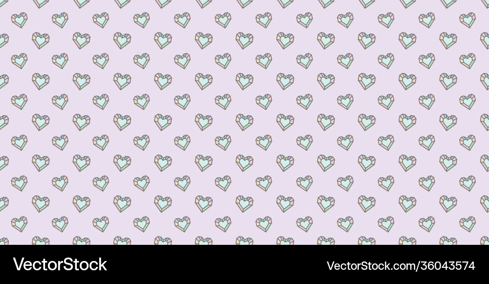 Crystal hearts seamless repeat pattern background vector image