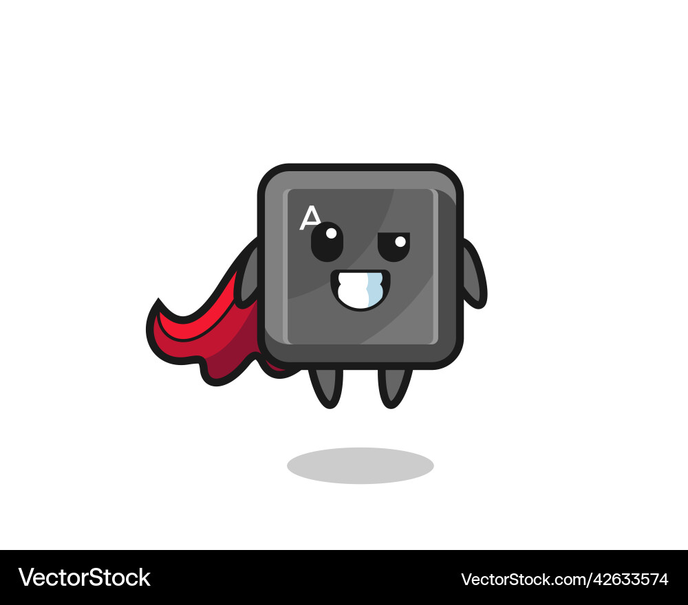 Cute keyboard button character as a flying Vector Image