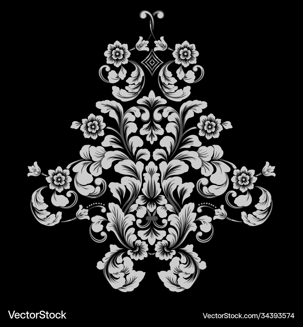 Damask element isolated central Damask element isolated central vector image