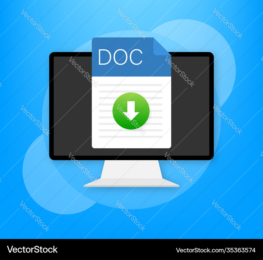 Doc file icon spreadsheet document type modern vector image