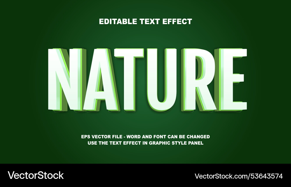 Editable text effect nature 3d template vector image