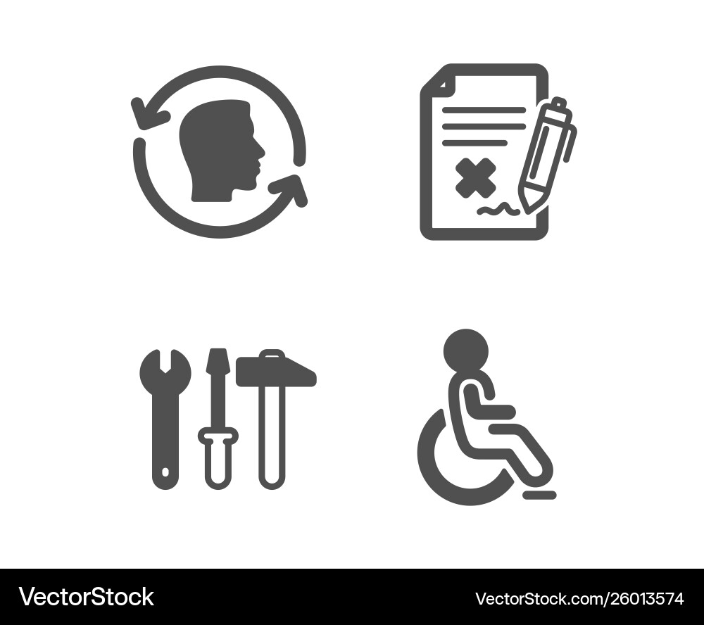 Face id spanner tool and reject file icons vector image