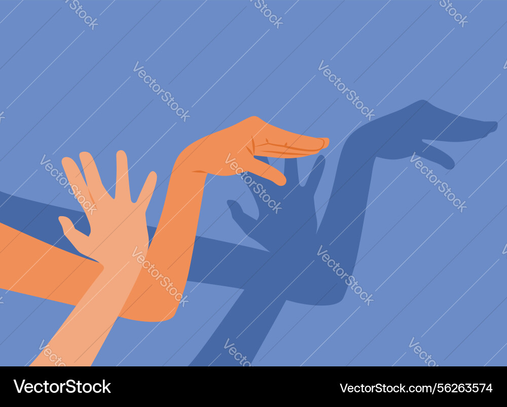 Hands doing swan like shadow puppet vector image