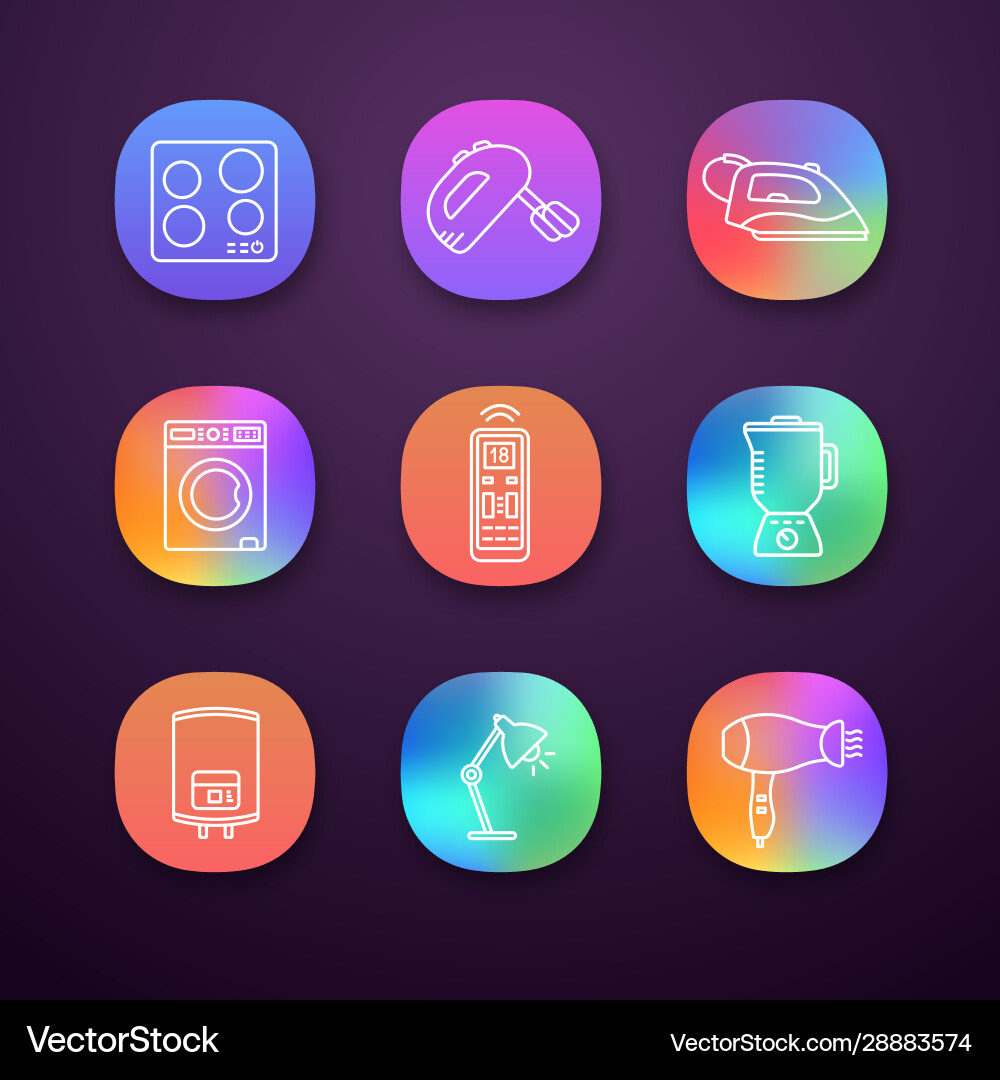 Haushaltsgeräte-App-Symbole Set Haushaltsgeräte-App-Symbole Set Vektorbild