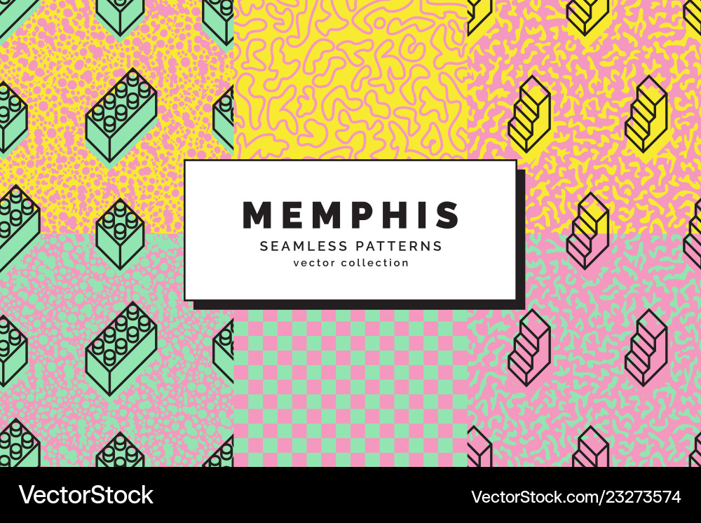 Memphis seamless patterns set Memphis seamless patterns set vector image