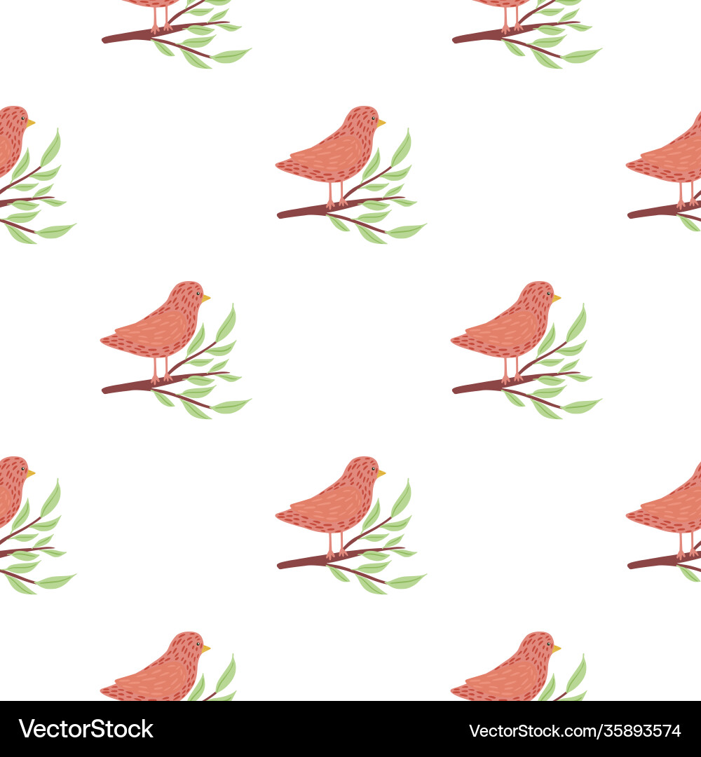 Nature isolated seamless pattern with red bird Vector Image