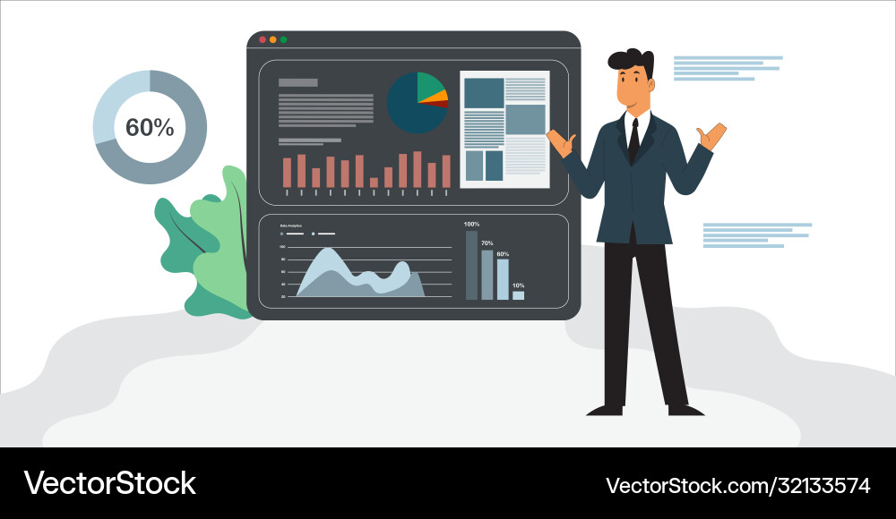 Presentation data analytics concept flat design Vector Image