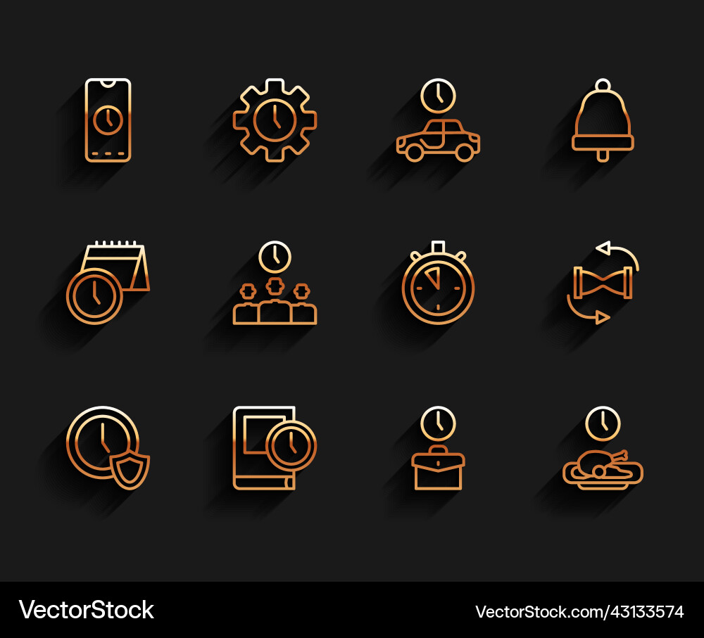 Set line clock with shield time for book alarm Set line clock with shield time for book alarm vector image