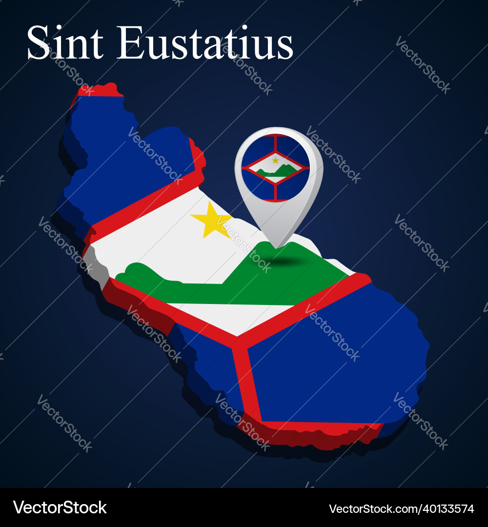 Sint Eustatius Flag on Map vector image