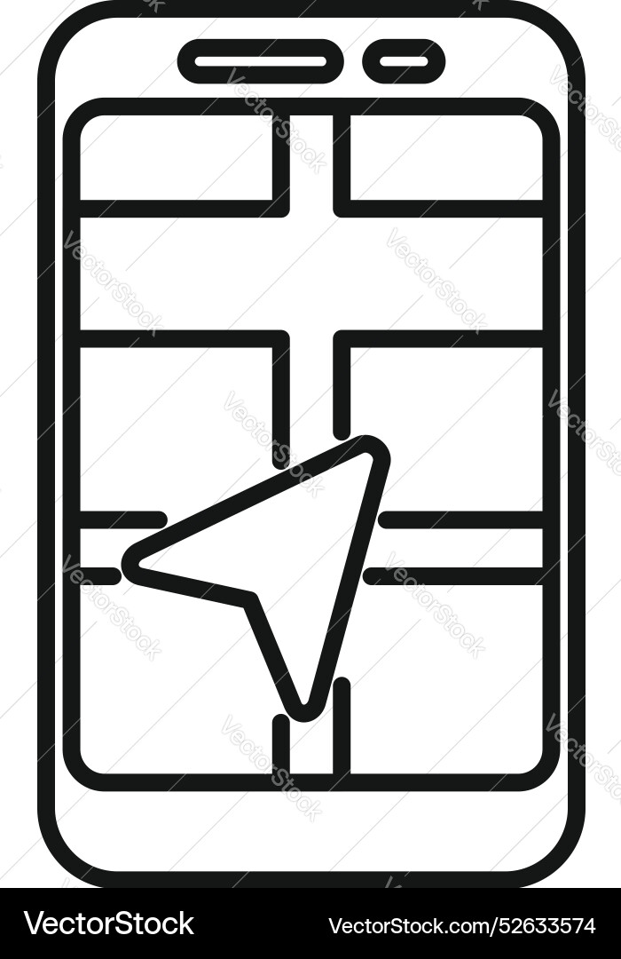 Smartphone zeigt gps Navigation App mit Cursor Smartphone zeigt gps Navigation App mit Cursor Vektorbild