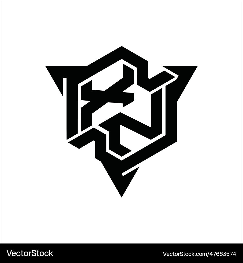 Xn logo monogram hexagon shape with triangle Xn logo monogram hexagon shape with triangle Vector Image