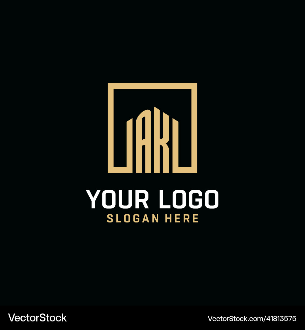 Ak initial monogram logo design with square shape Vector Image