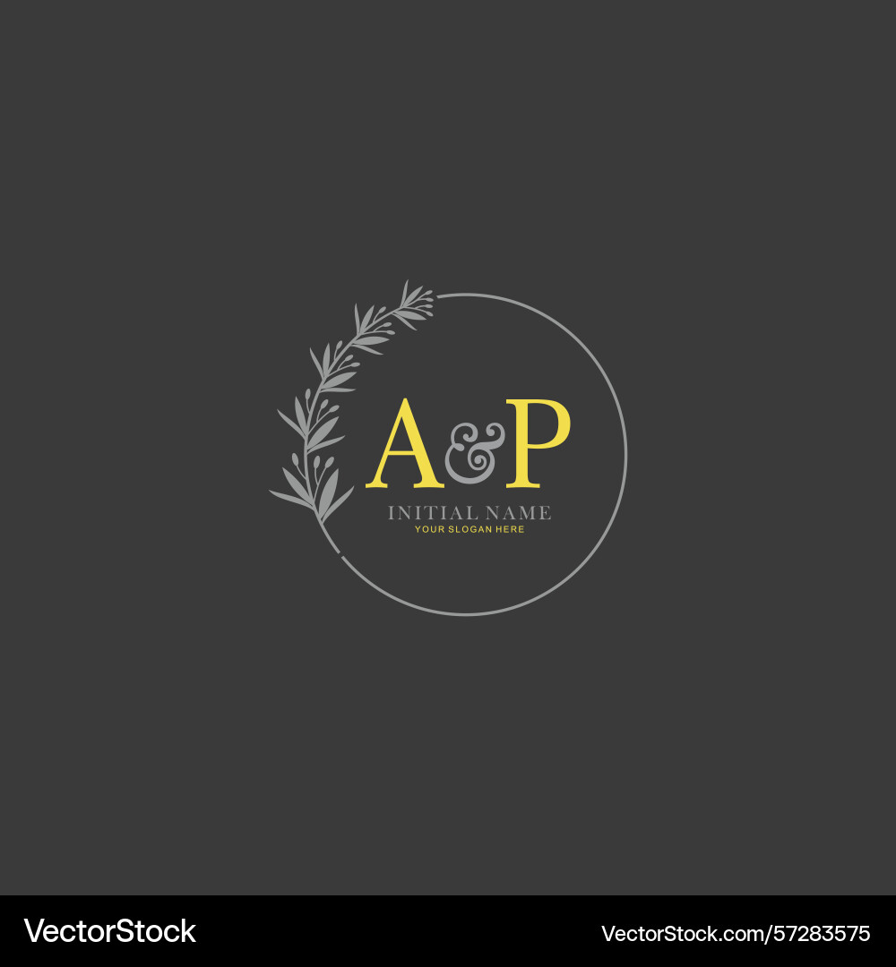 Ap initial logo templates with botanical elements Ap initial logo templates with botanical elements vector image