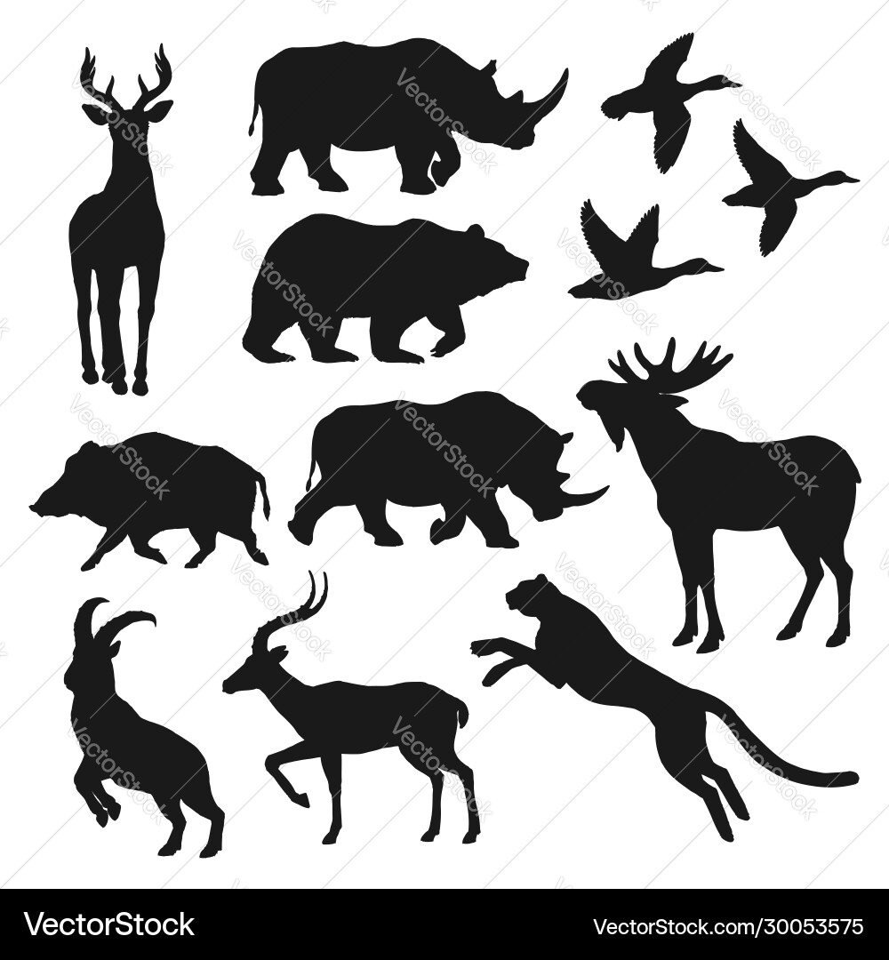 Black Animal Silhouettes - Wildlife vector image