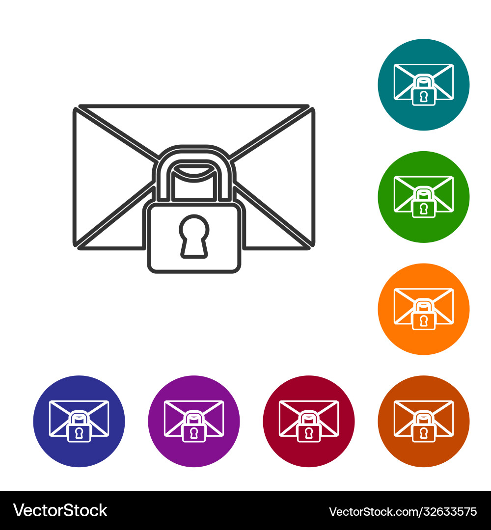 Black line mail message lock password icon Black line mail message lock password icon vector image