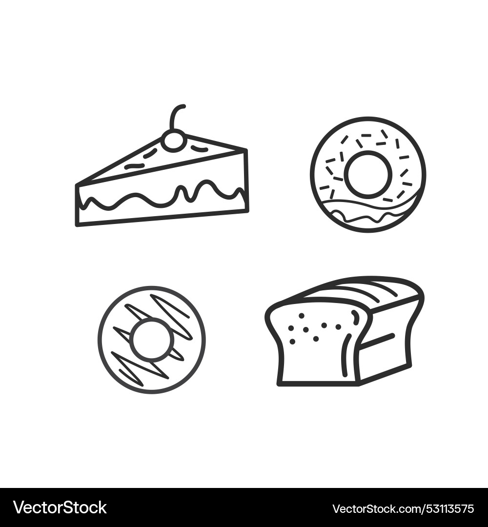 Cakedonutsand bread line icon element concept Cakedonutsand bread line icon element concept Vector Image