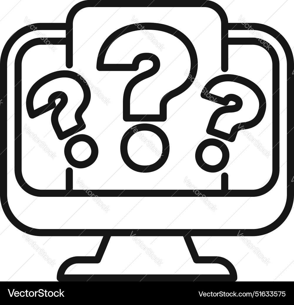 Computer showing question marks for online survey Computer showing question marks for online survey vector image