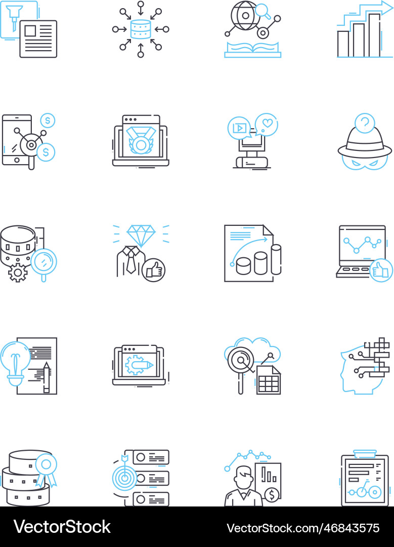 Data analysis linear icons set analytics vector image