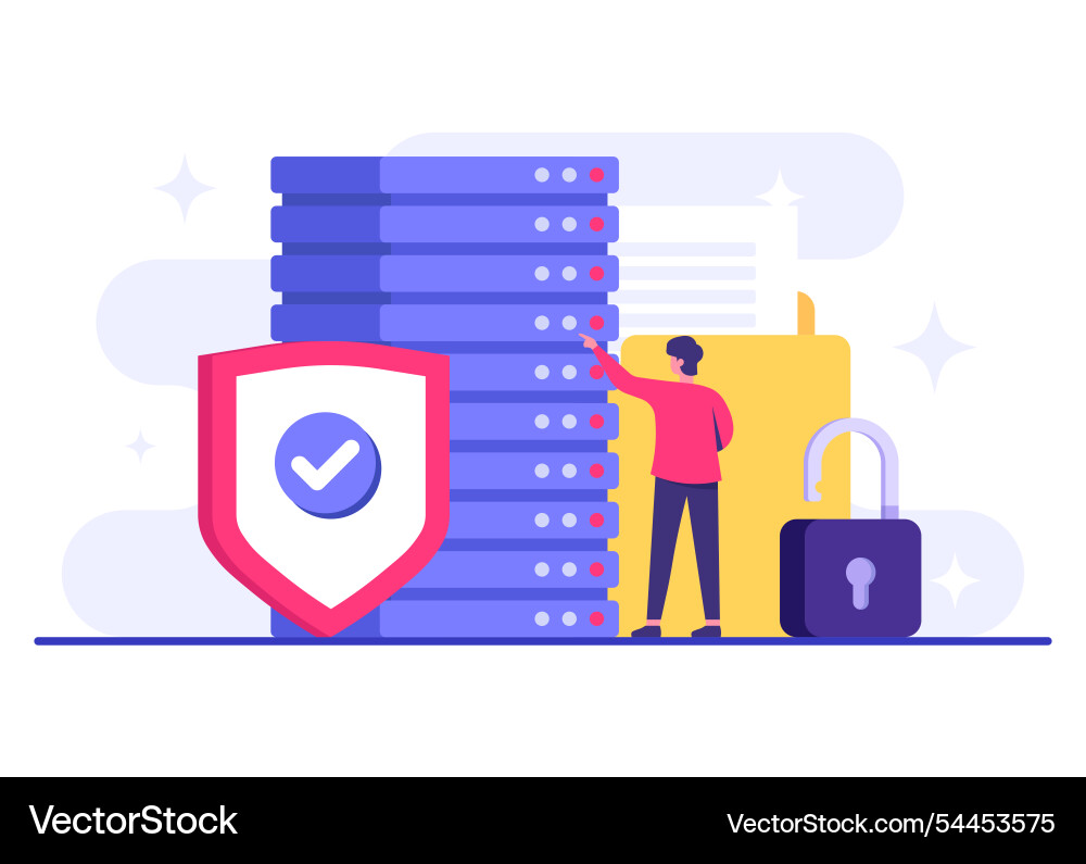 Database protection cyber security data center Database protection cyber security data center vector image