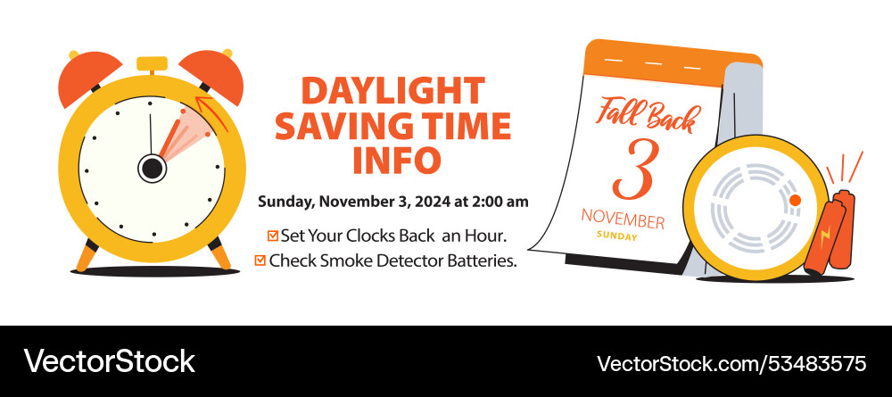 Daylight saving time info banner reminder clock Vector Image