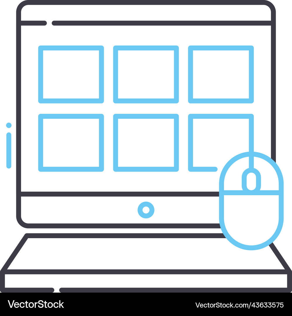 Digital computer line icon outline symbol Digital computer line icon outline symbol Vector Image