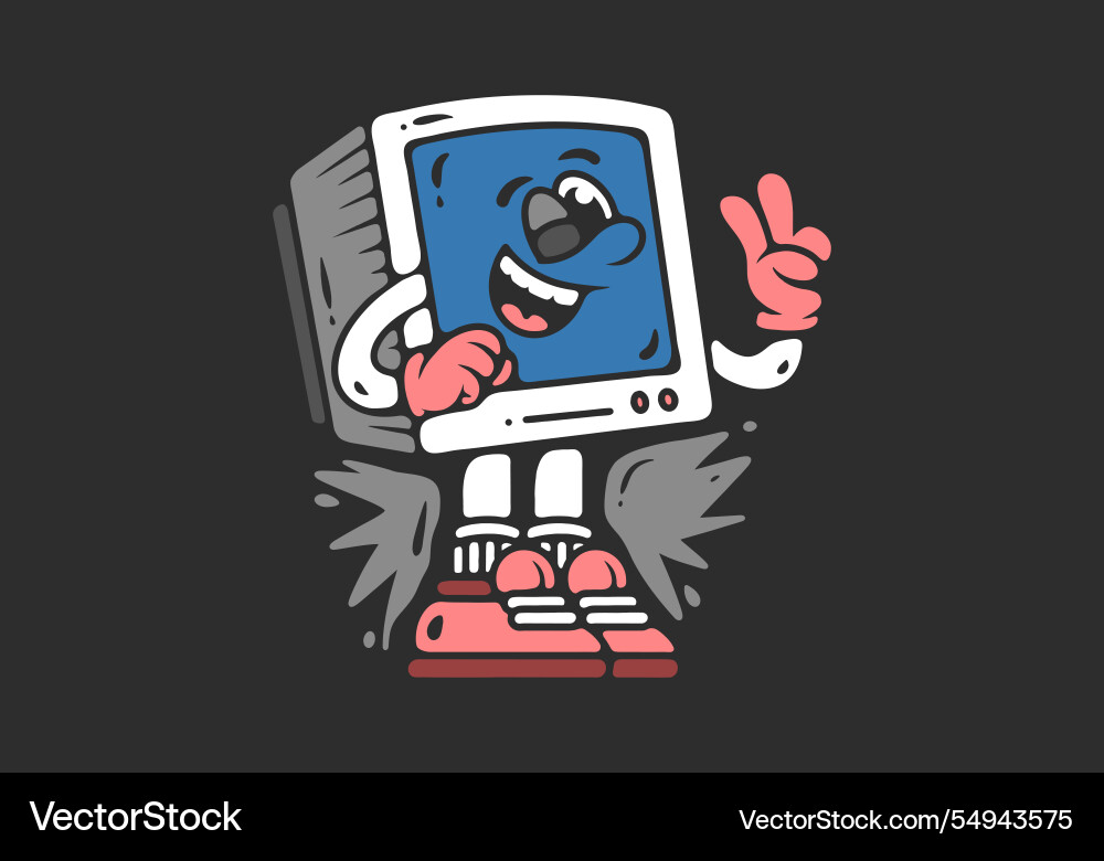 Getting old no problem box monitor character Getting old no problem box monitor character vector image