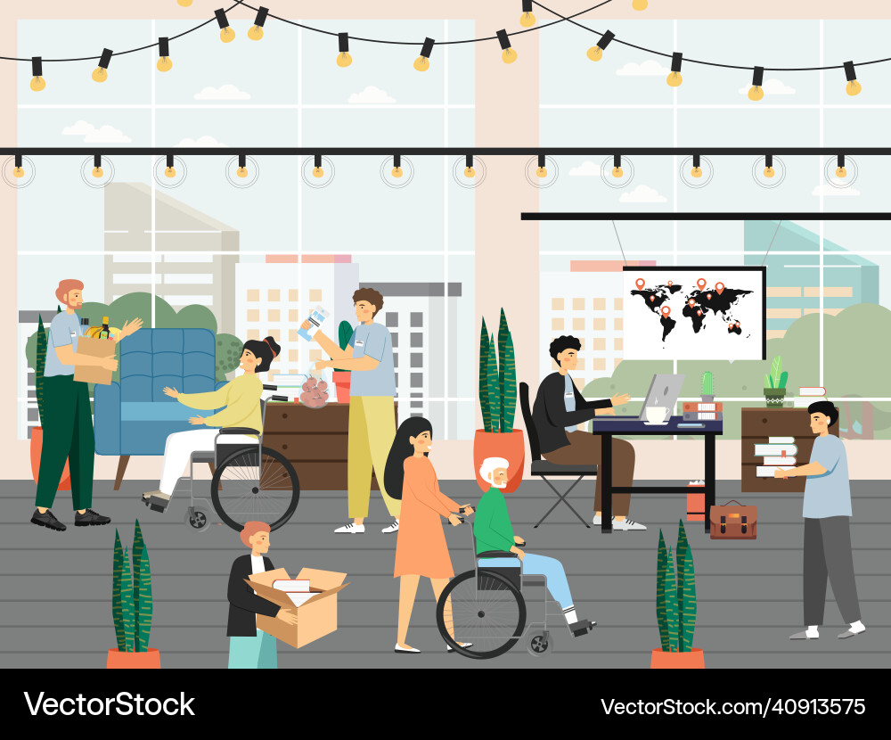 Home for people with disabilities volunteering Home for people with disabilities volunteering vector image