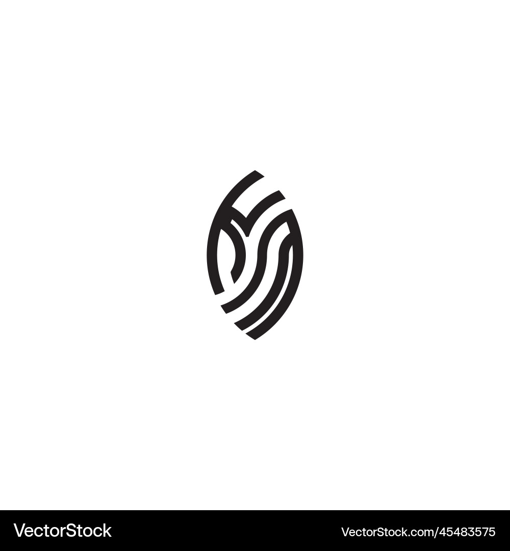 Km leaf shape line initial concept with high vector image