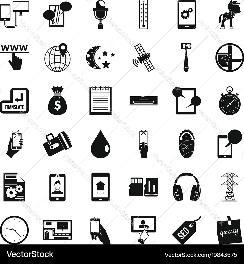 Mobile usage icons set simple style vector image