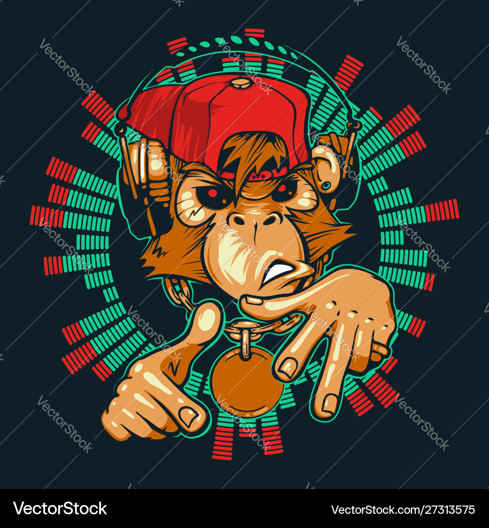 Monkey dj rapper Royalty Free Vector Image - VectorStock