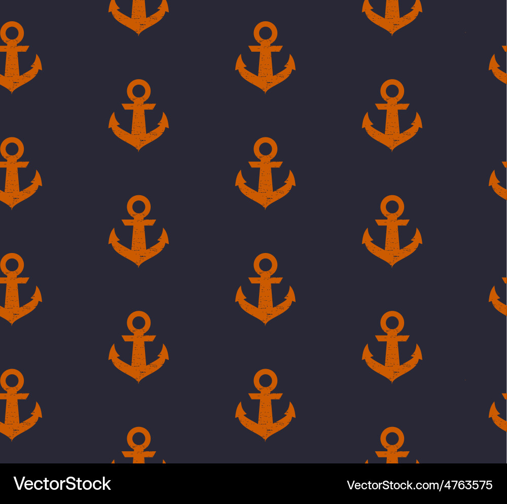 Seamless pattern with anchors in grunge style Vector Image