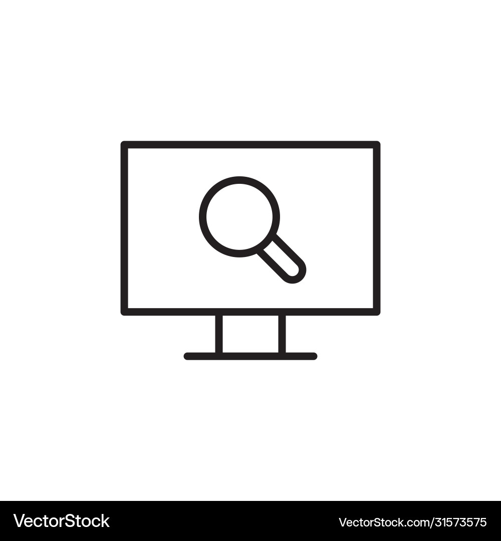 Searching on computer line black icon Searching on computer line black icon vector image