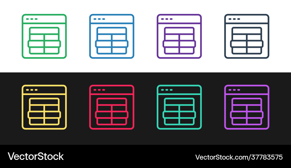 Set line mysql code icon isolated on black Set line mysql code icon isolated on black vector image