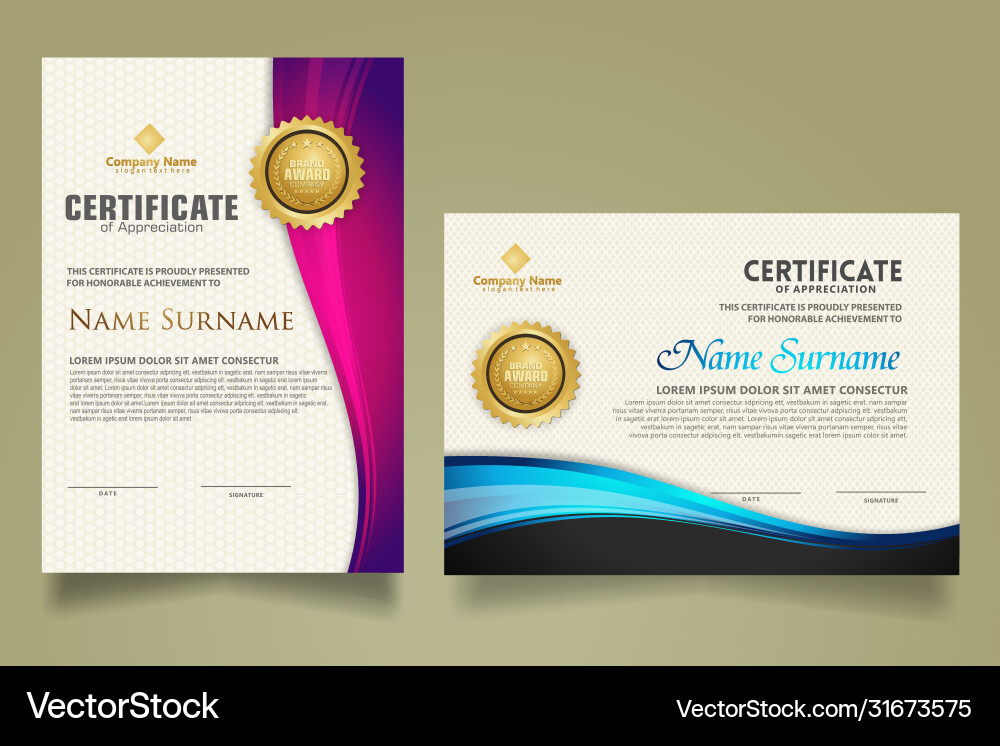 Set modern certificate template with flow lines Set modern certificate template with flow lines vector image