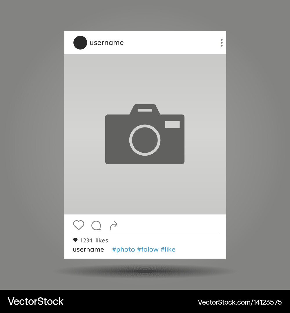 Social network post frame with user name vector image
