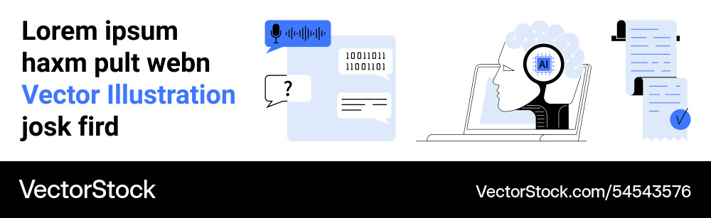 Ai and data analysis concepts featuring speech Ai and data analysis concepts featuring speech vector image