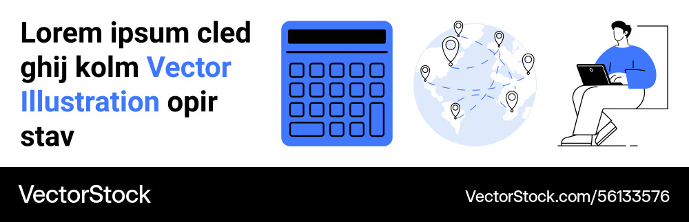 Calculator global map with location markers Calculator global map with location markers vector image