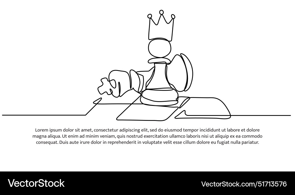 Continuous one line design of progress from pawn Continuous one line design of progress from pawn Vector Image