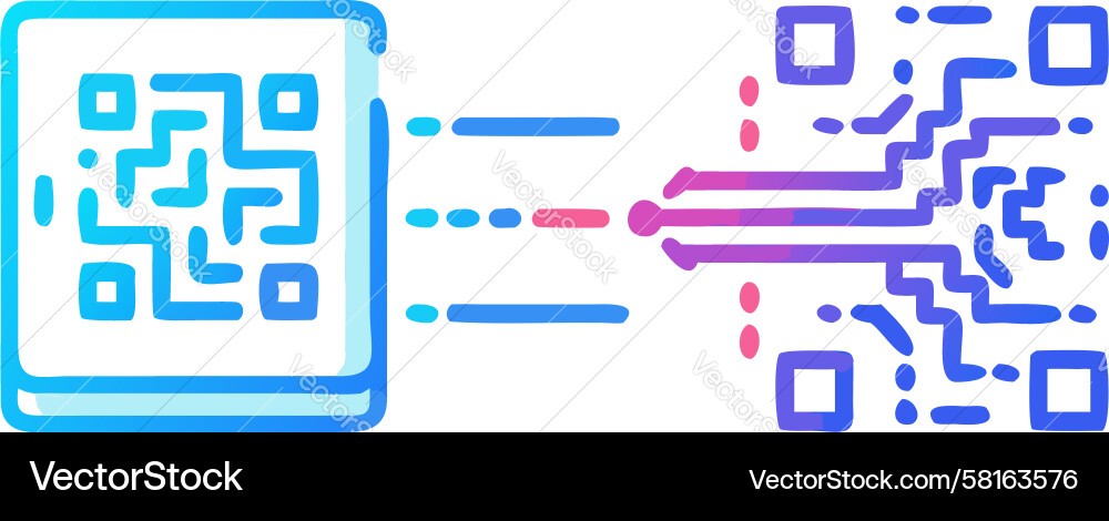 Dynamische QR Code Scannen Animation Vektorbild