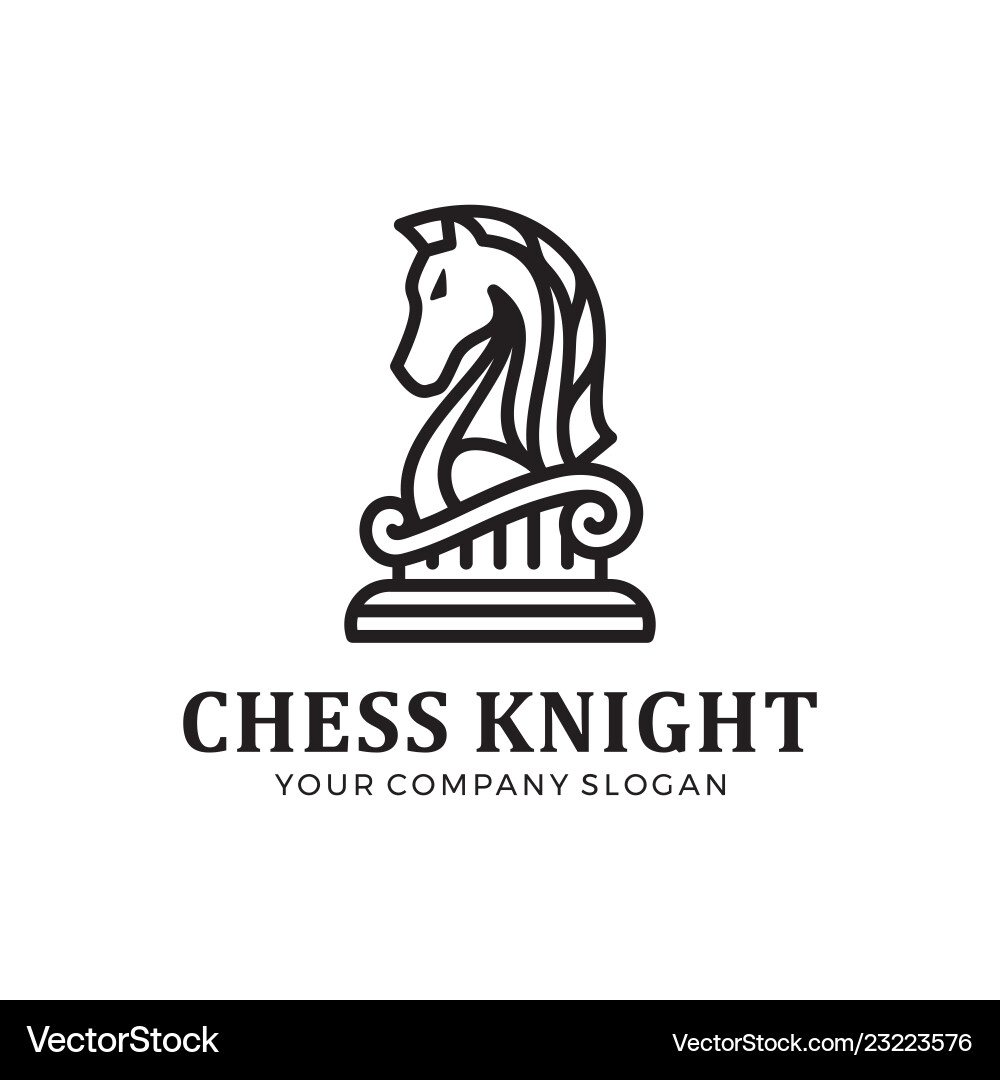 Elegant Knight Line Art Logo Vector Image