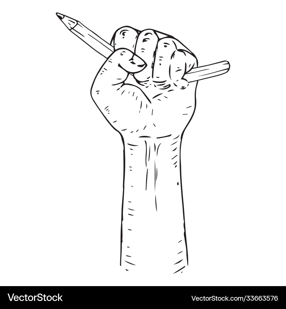 Gebrochener Bleistift in einem Faustsymbol Gebrochener Bleistift in einem Faustsymbol vektorbild