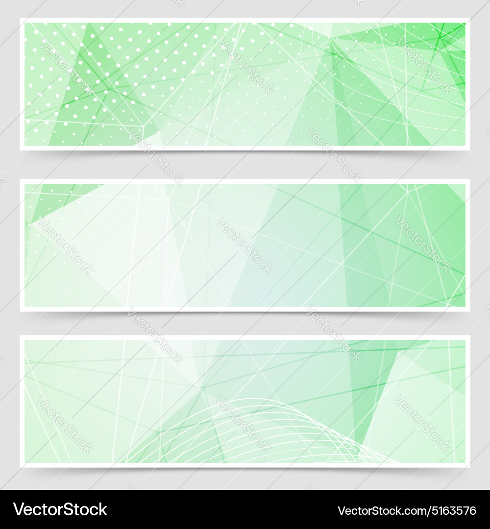 Green crystal pattern dot header set layout vector image